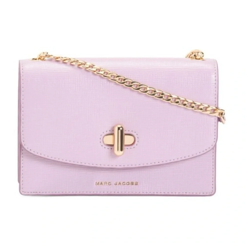 Marc Jacobs The Turnlock Lavender Leather Crossbody Bag Syrah - Picture 1 of 8